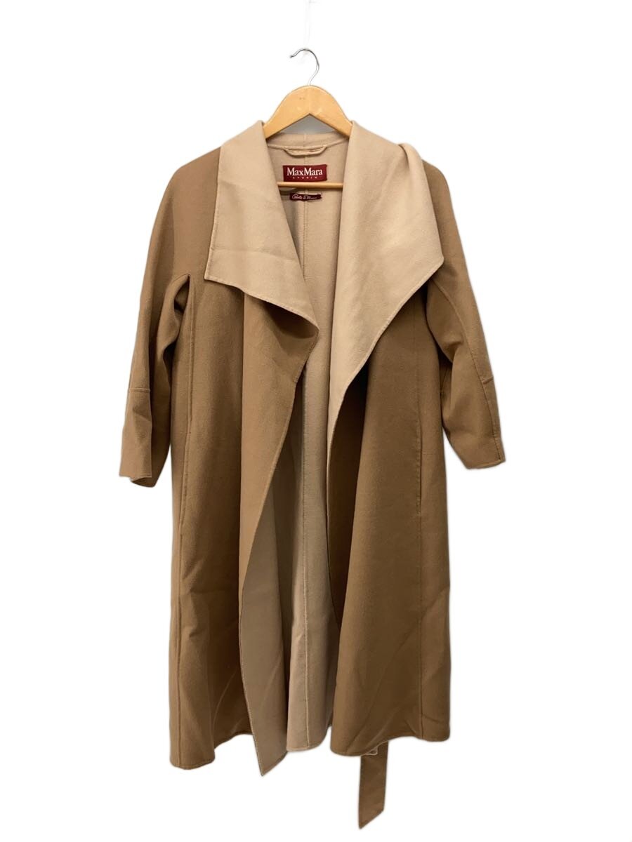 【中古】MAX MARA STUDIO◆厚地の外套/--/羊毛/BEG/無地/601602896【レディース御召しもの】