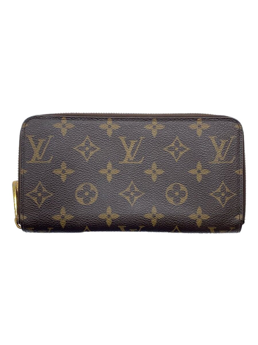 【中古】LOUIS VUITTON◆ジッピー・オーガナイザー_モノグラム・キャンバス_BRW/PVC/GRY/メンズ【服飾雑貨他】