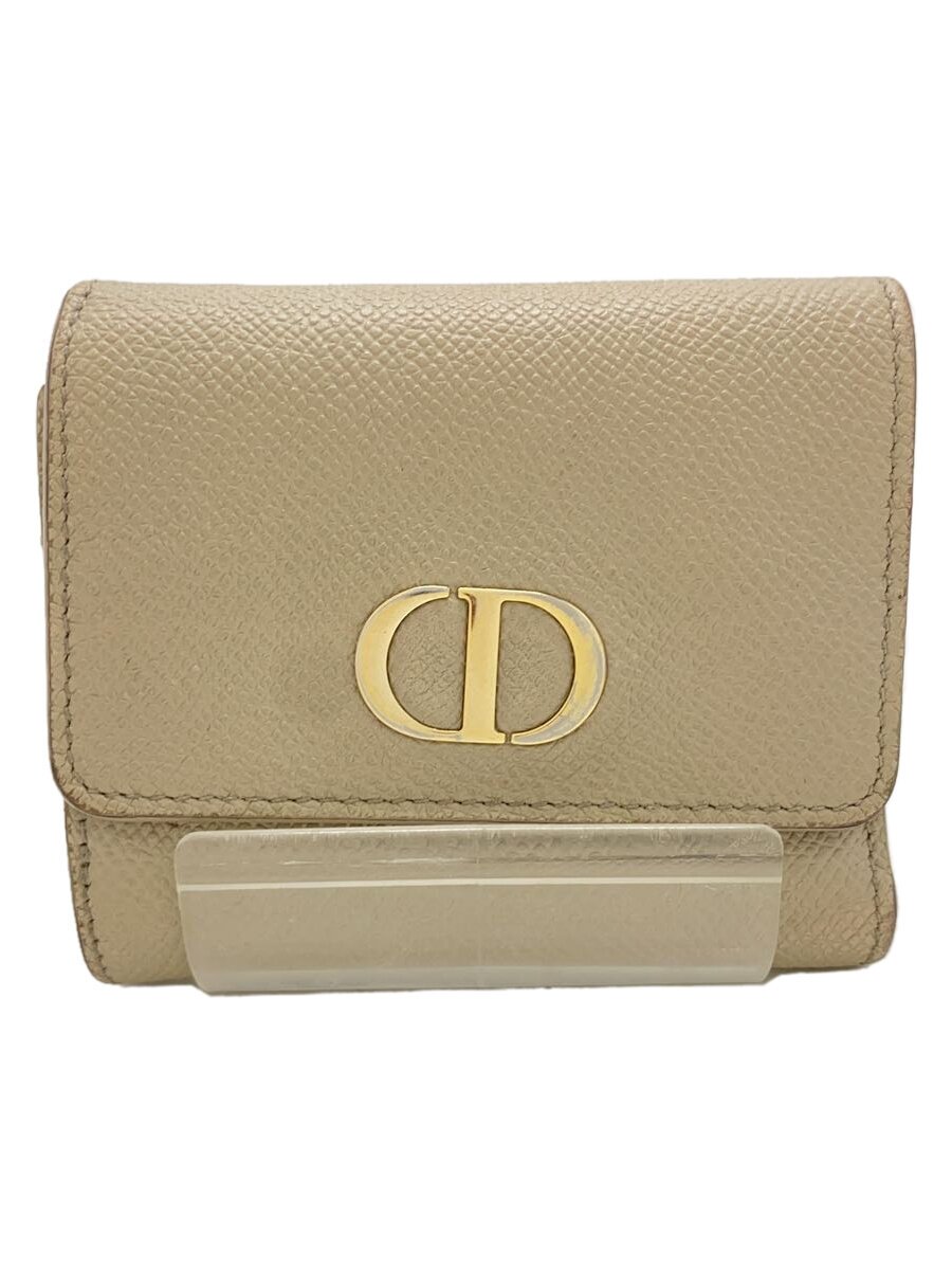 【中古】Christian Dior◆MONTAIGNE/3つ折り紙入れ/なめし革/無地/レディース【服飾雑貨他】