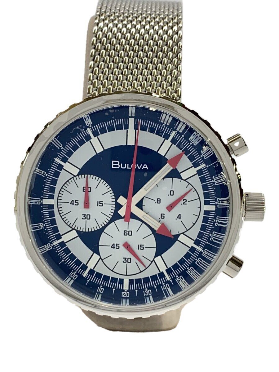 【中古】BULOVA◆石英ウオッチ/アナログ/ステンレス鋼/BLU/SS/96K101【服飾雑貨他】