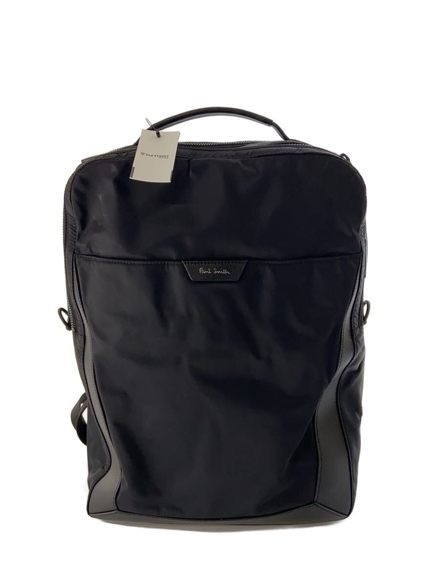 【中古】Paul Smith◆背嚢/ナイロン/黒いこと/無地/原料品うつり変わり/なめし革【御徒面子】