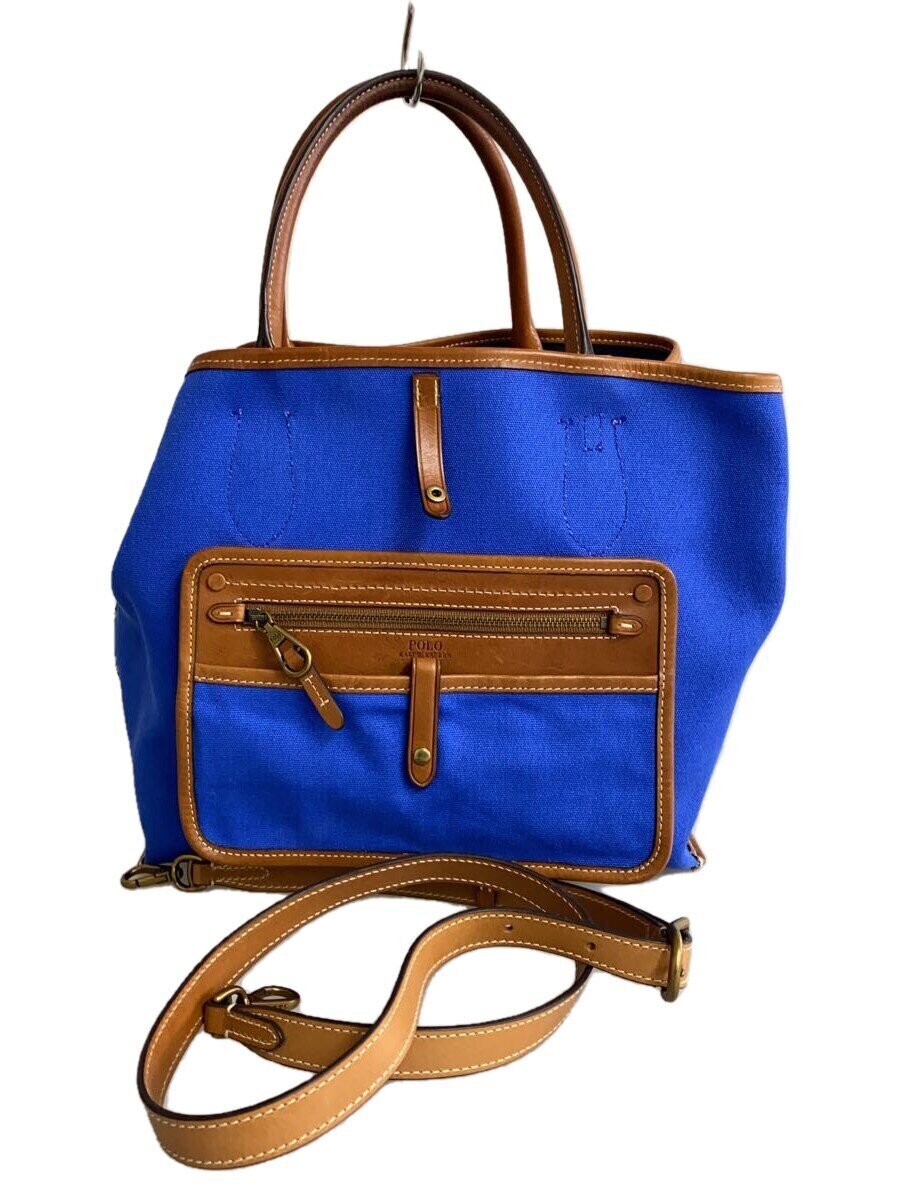 【中古】POLO RALPH LAUREN◆トートバッグ/帆布/BLU【御徒面子】
