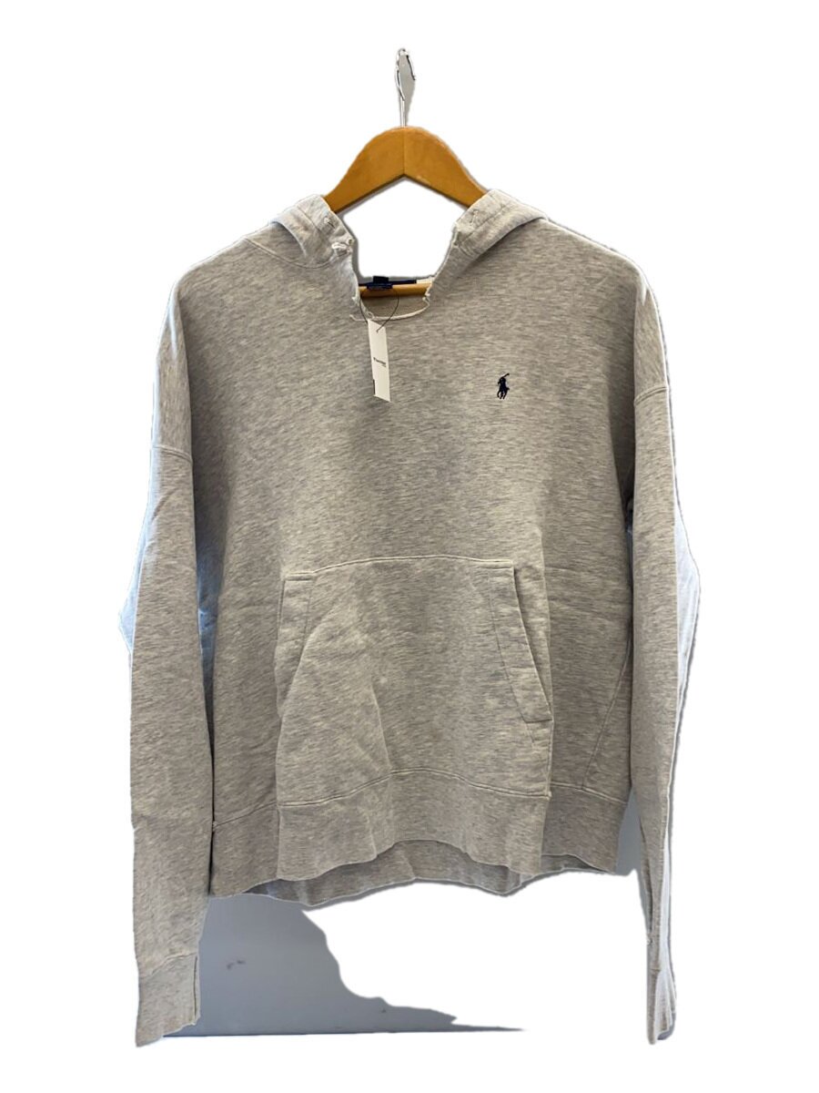 【中古】POLO SPORT◆90s スモールポニー 遊撃手丈 プルオーバーフーディ パーカー/M//GRY【メンズウェア】