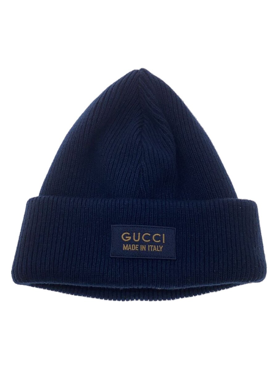 【中古】GUCCI◆Patch Beanie Hat/編み物旗がしら/L/羊毛/NVY/レディース/772562 4G200【服飾雑貨他】