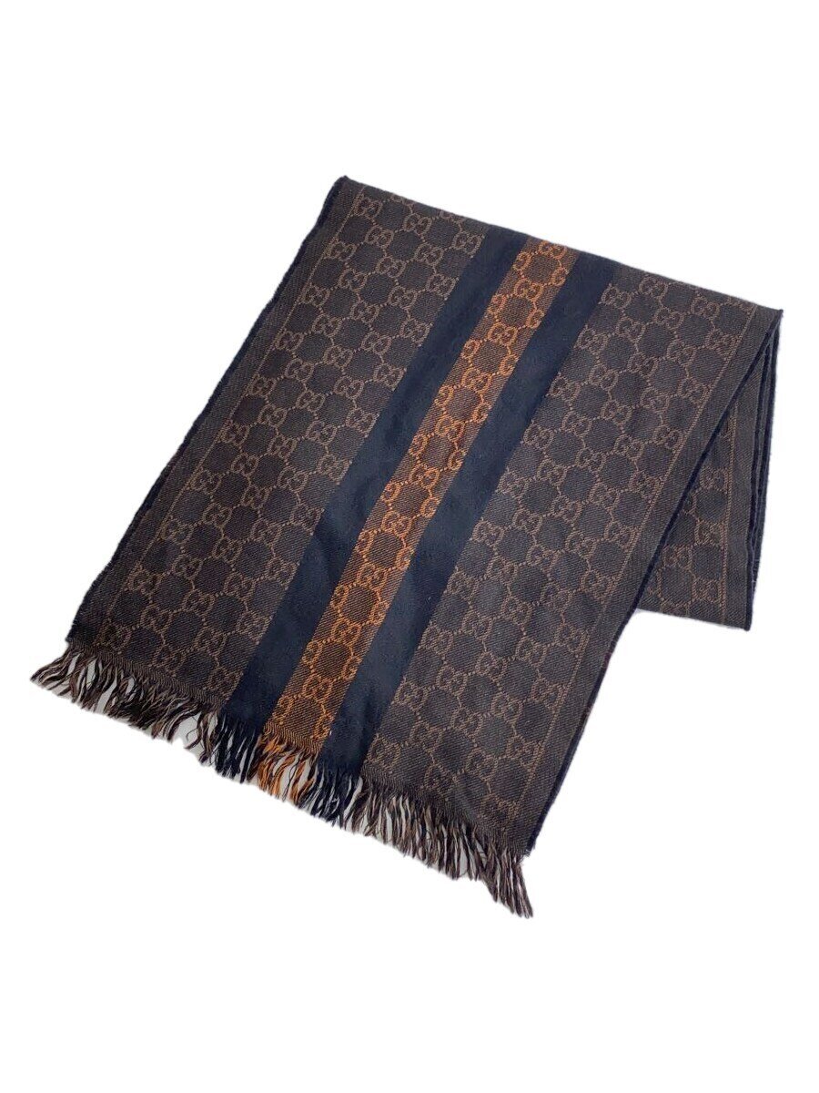 【中古】GUCCI◆えり巻き/羊毛/BRW/総柄/メンズ【服飾雑貨他】