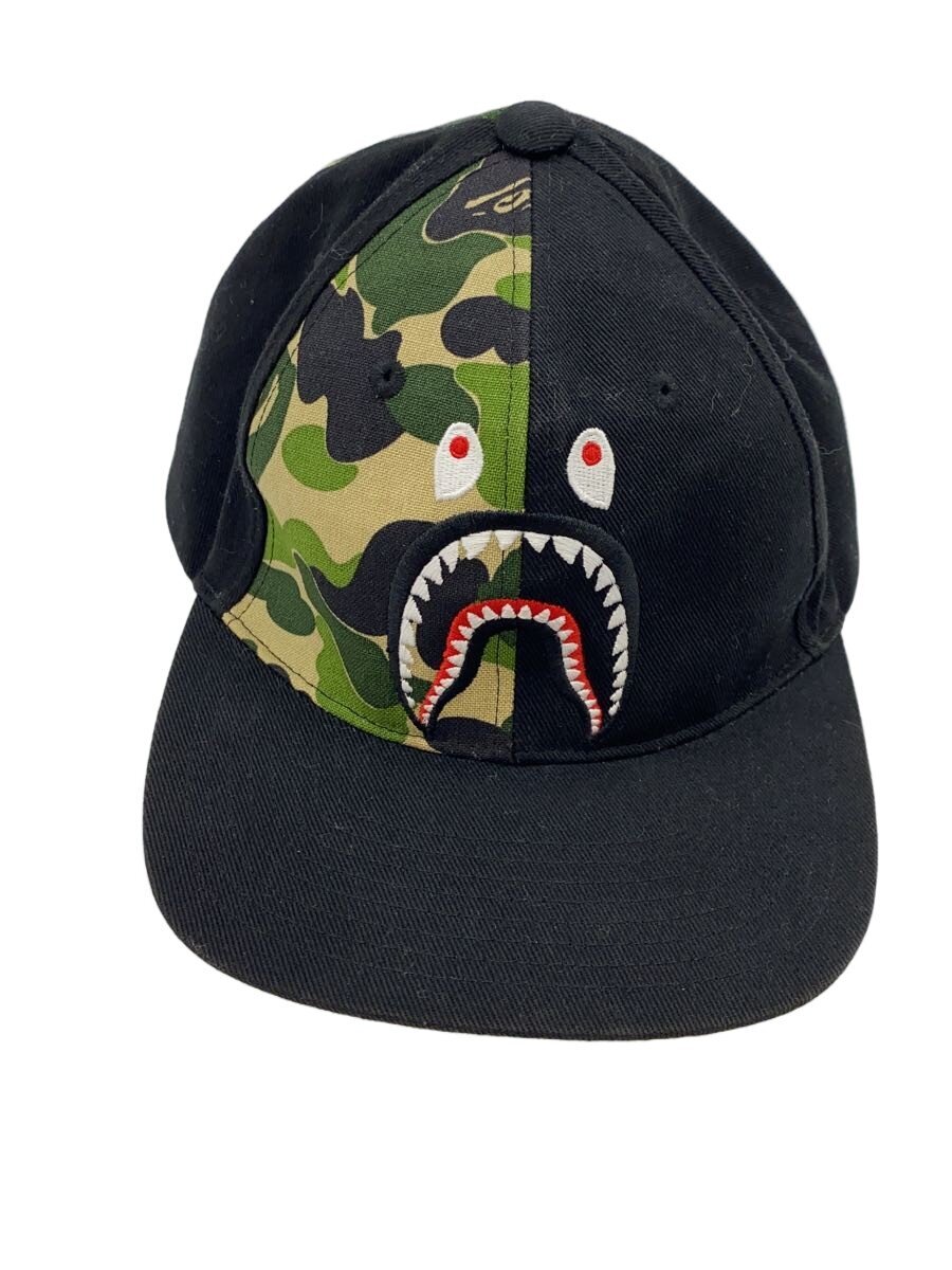 【中古】A BATHING APE◆旗がしら/FREE/綿織物/BLK/メンズ/シャークキャップ/ABC【服飾雑貨他】