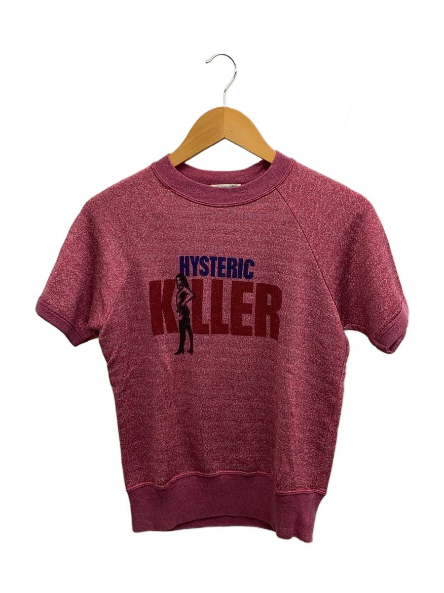 【中古】HYSTERIC GLAMOUR◆HYSTERIC KLLER/ラメスウェット/すべり出し/半袖カットソー/FREE/綿織物/PNK/無地/2C//【レディースお召しもの】