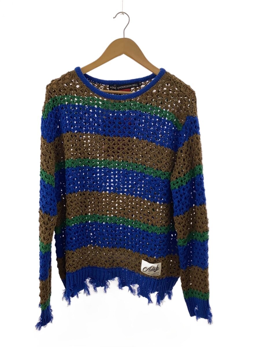 【中古】Andersson Bell◆DAMAGED STRIPE BOATNECK SWEATER 編み物・プルオーバー(朦々たる)/M/縞模様【メンズウェア】