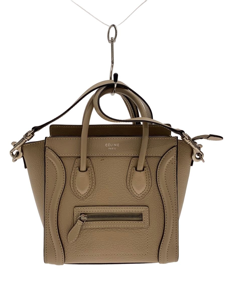 【中古】CELINE◆ショルダーバッグ/なめし革/BEG/言葉づかい【御徒面子】