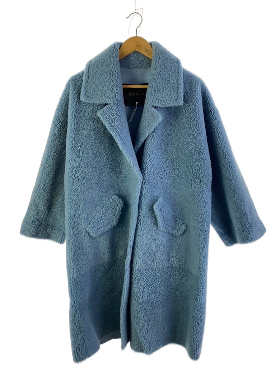 【中古】BLANCHA◆厚地の外套/--/--/BLU/ボアムートンコート//【レディースお召しもの】