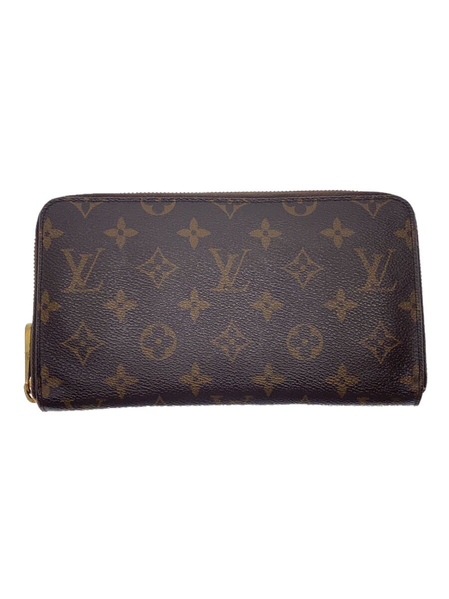 【中古】LOUIS VUITTON◆ジッピー・オーガナイザー_モノグラム・キャンバス_BRW/PVC/GRY/総柄/レディース【服飾雑貨他】