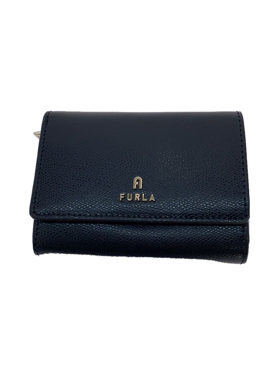 【中古】FURLA◆2つ折り銭入れ/なめし革/BLK/レディース【服飾雑貨他】