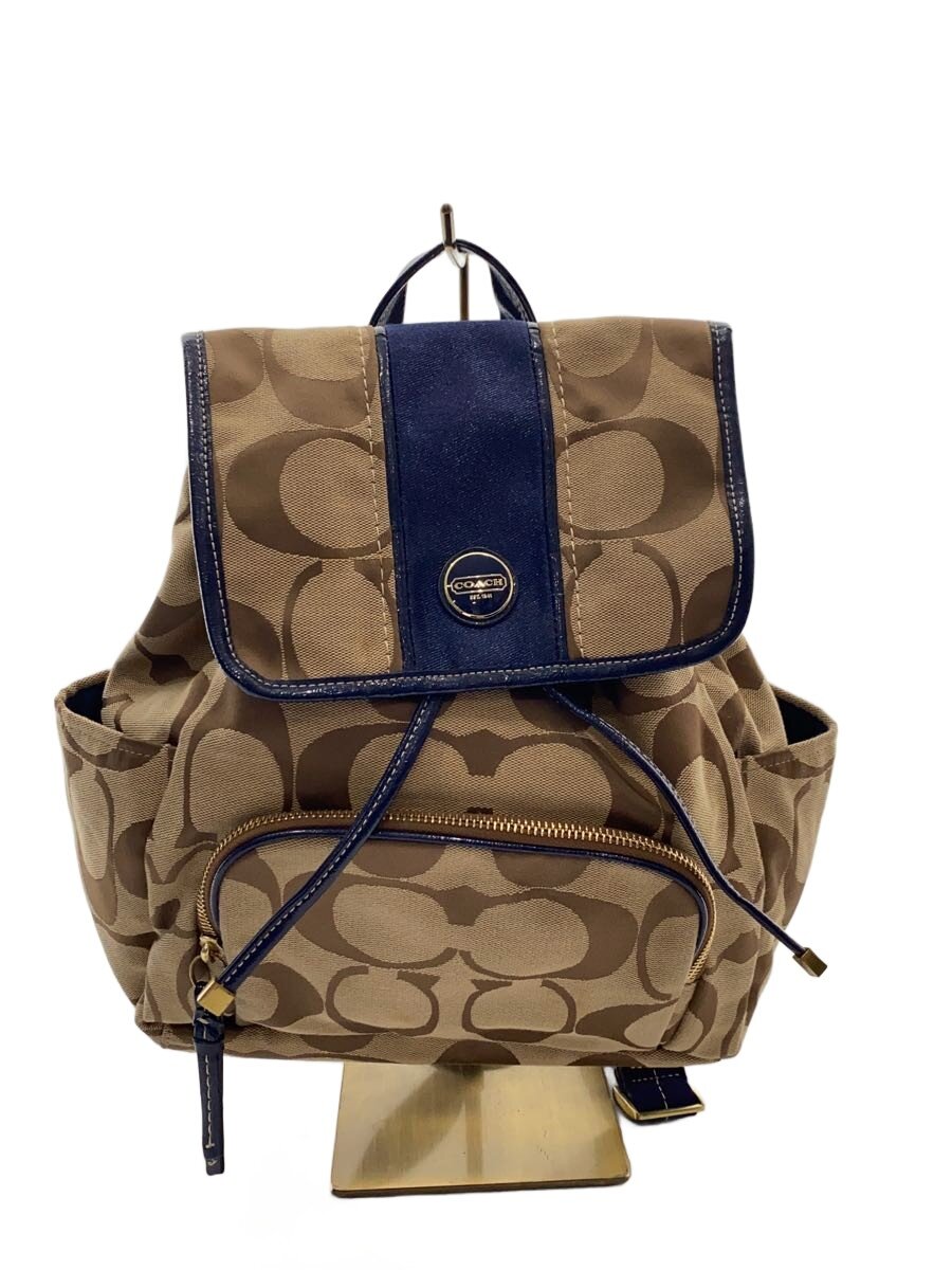 【中古】COACH◆シグネチャーリュック/キャンバス/NVY/総柄/f21928//【バッグ】｜2ｎｄ STREET 店 11,370円