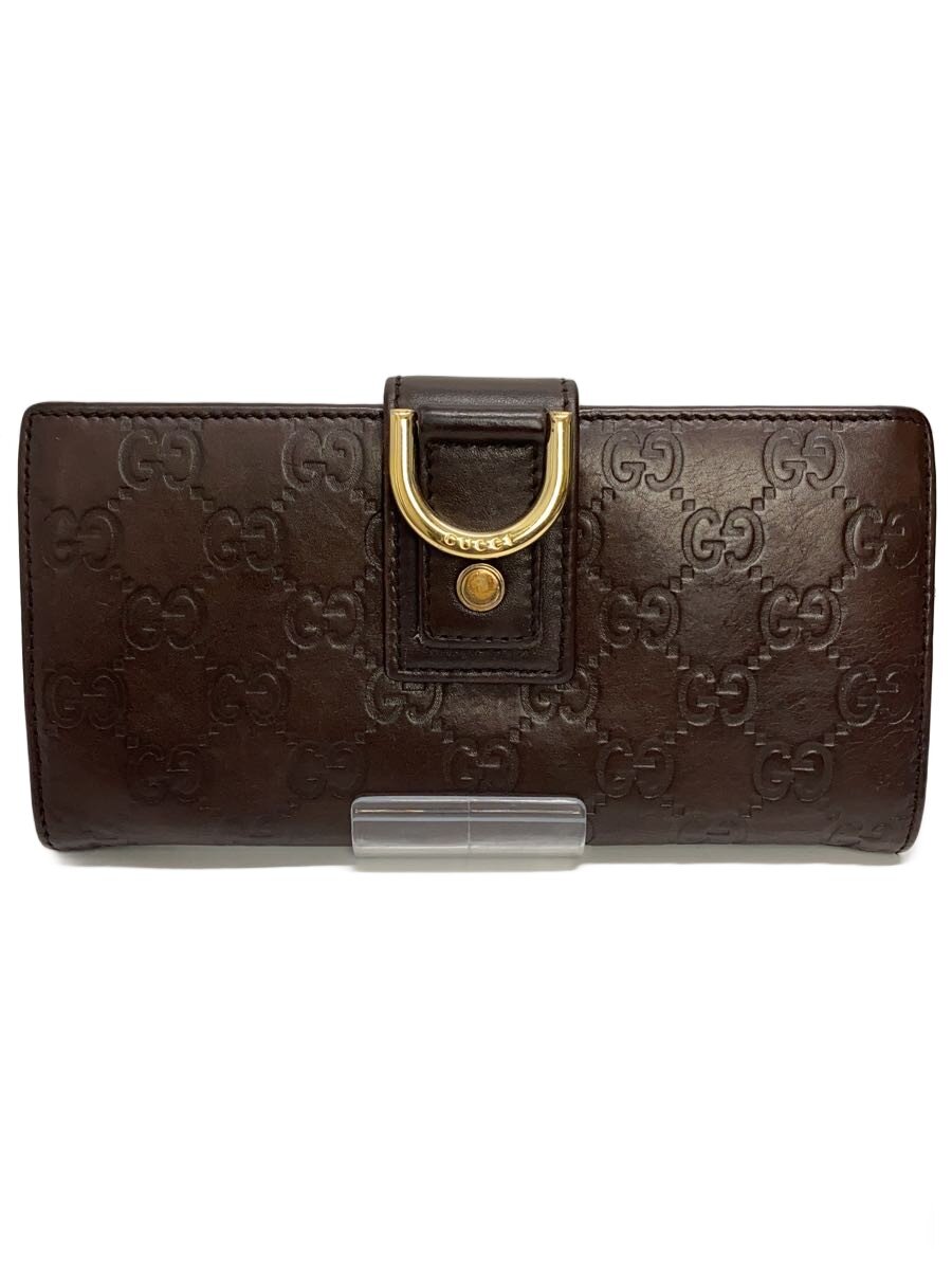 【中古】GUCCI◆長金入れ/なめし革/BRW/総柄/レディース/154256・3731/W引っ掛かりGGウォレット【服飾雑貨他】