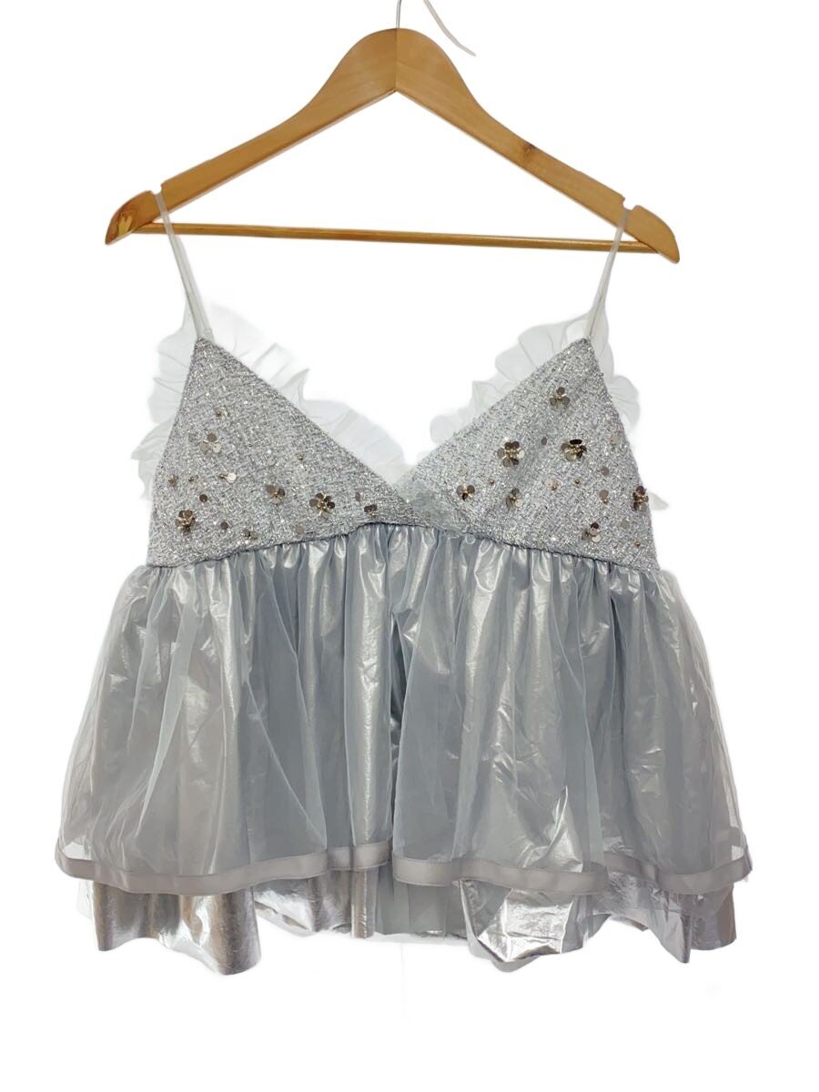 【中古】MAISON SPECIAL◆Shining Tiered Camisole Tunic/25SS/しろがね色/チュール/スパンコール【レディースお召しもの】