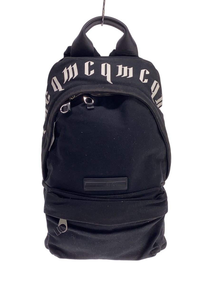 【中古】McQ Alexander McQueen◆Repeat Logo Backpack/背嚢/帆布/BLK//【御徒面子】