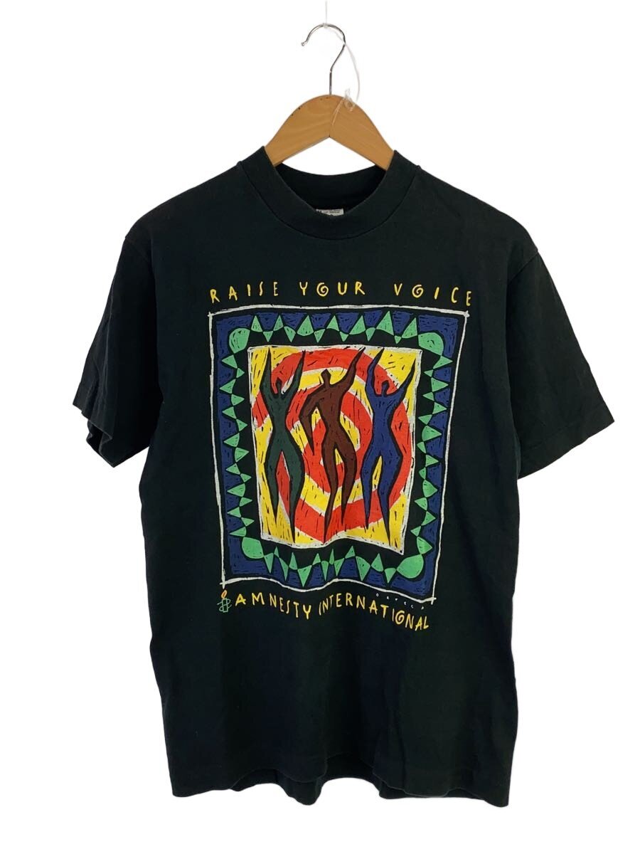 【中古】FRUIT OF THE LOOM◆VT/80s/USA製/作物プルオーバー/RAISE YOUR VOICE/シングル/M/綿織物/BLK/刷り上げる【メンズウェア】
