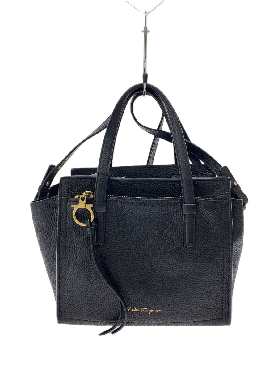 【中古】Salvatore Ferragamo◆ショルダーバッグ/2WAY/なめし革/黒いこと/無地/EE-F478//【御徒面子】