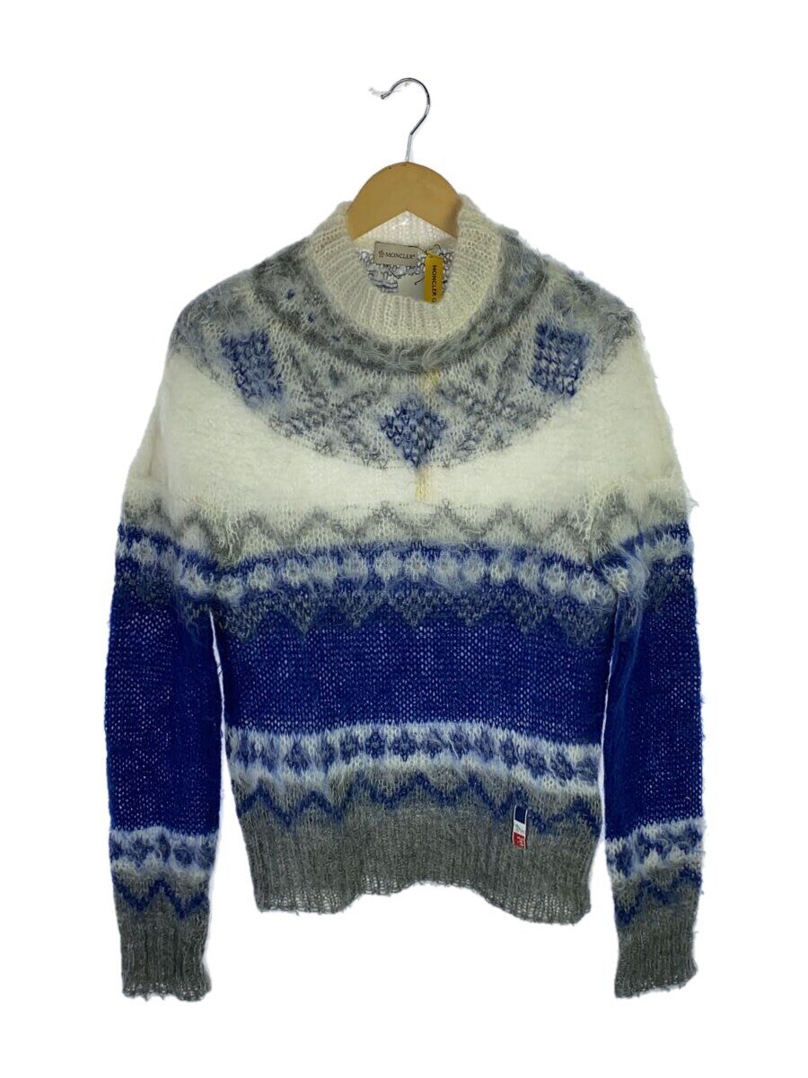 【中古】MONCLER◆MAGLIONE TRICOT GIROCOLLO/モヘヤ編み物/編み物・スウェーター(薄っぺら)/--/--/BLU//【メンズウェア】