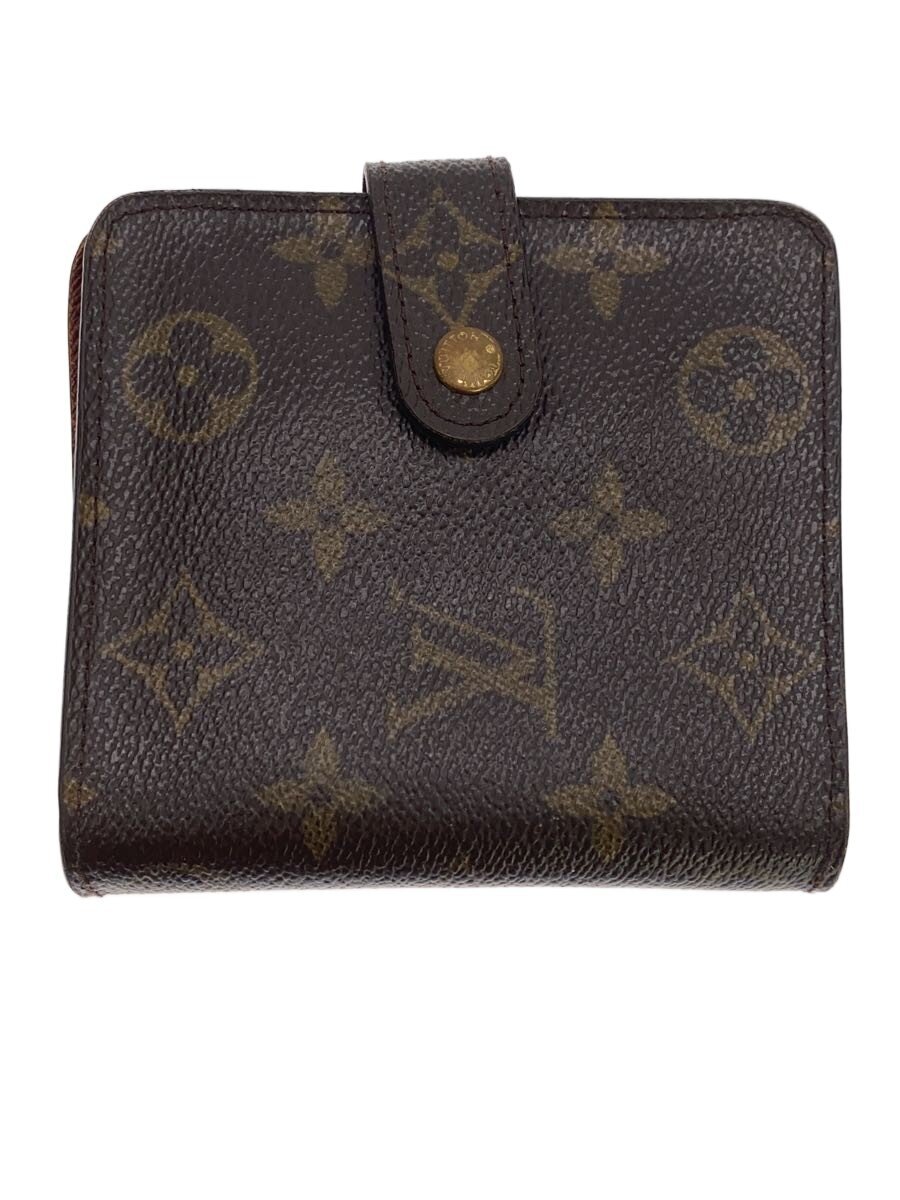 【中古】LOUIS VUITTON◆コンパクト・ジップ_モノグラム・帆布/PVC/BRW/総柄/レディース【服飾雑貨他】