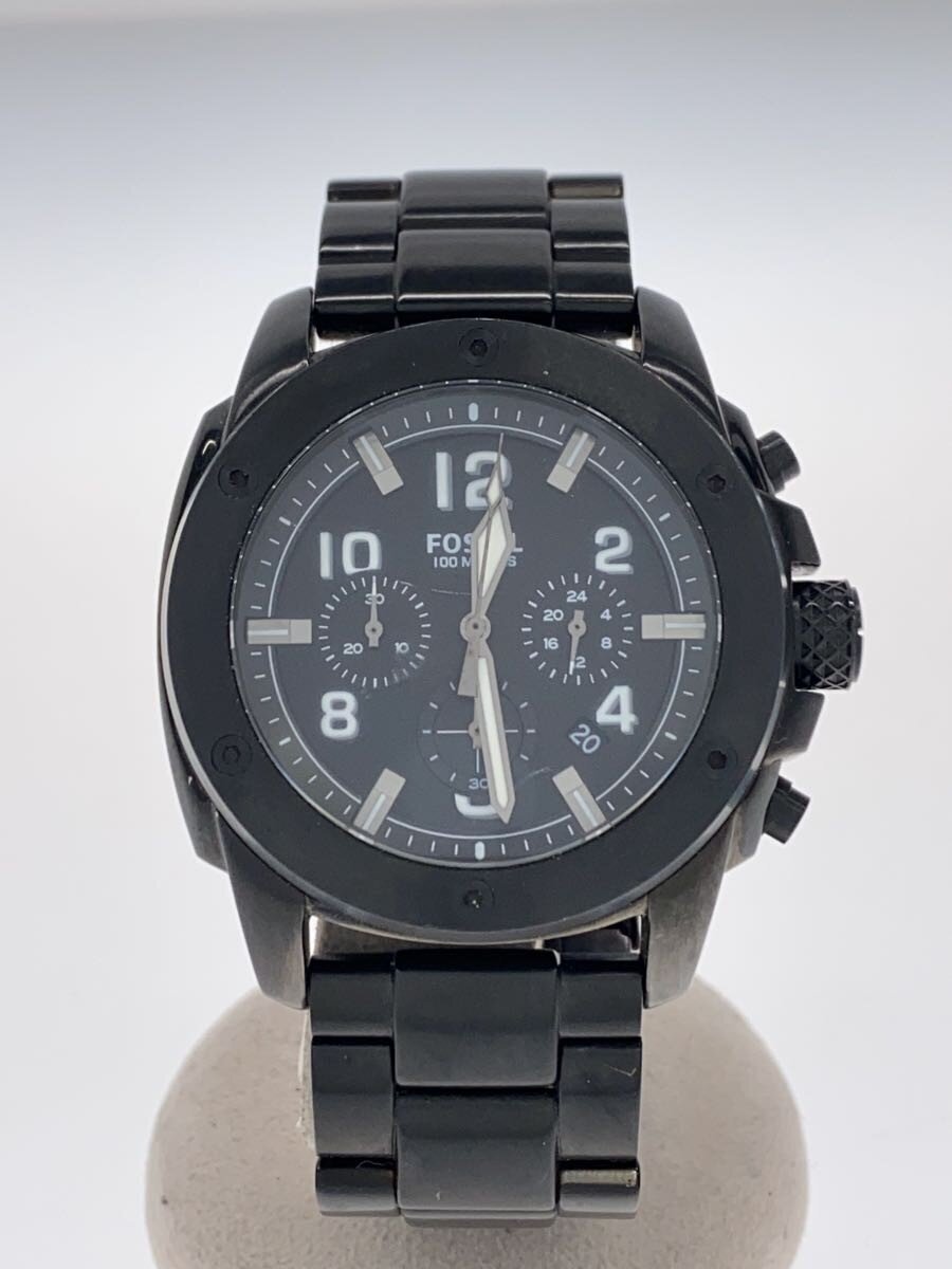 【中古】FOSSIL◆石英ウオッチ/アナログ/ステンレス鋼/BLK/BLK/FS4927//【服飾雑貨他】