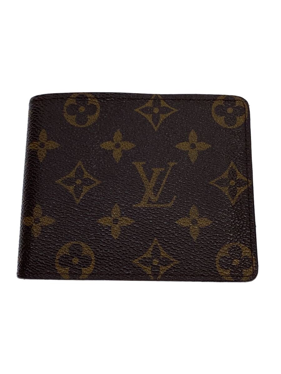【中古】LOUIS VUITTON◆ポルト・フォイユ・フロリン_モノグラム・帆布/PVC/BRW/メンズ【服飾雑貨他】