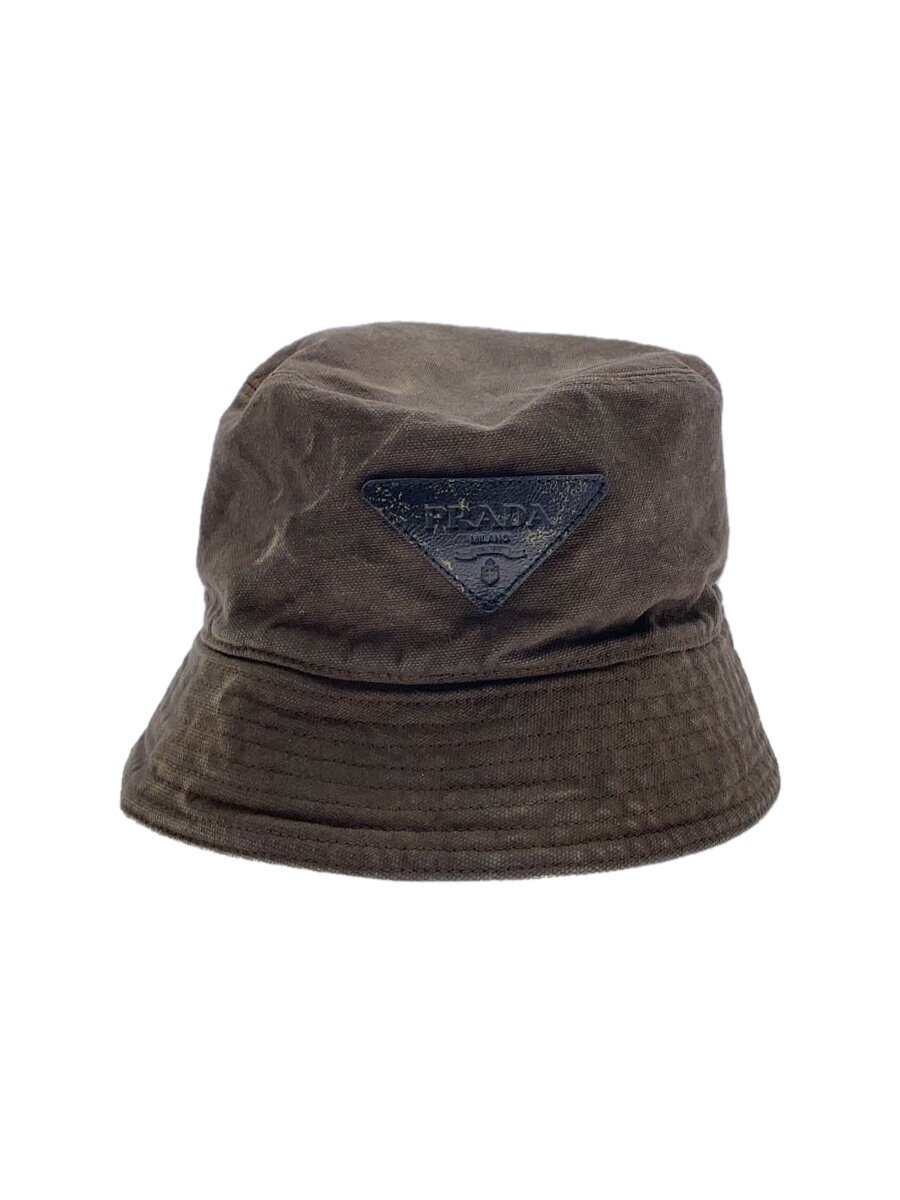 【中古】PRADA◆コットンバケットハット/M/綿織物/BRW/メンズ/2HC137//【服飾雑貨他】