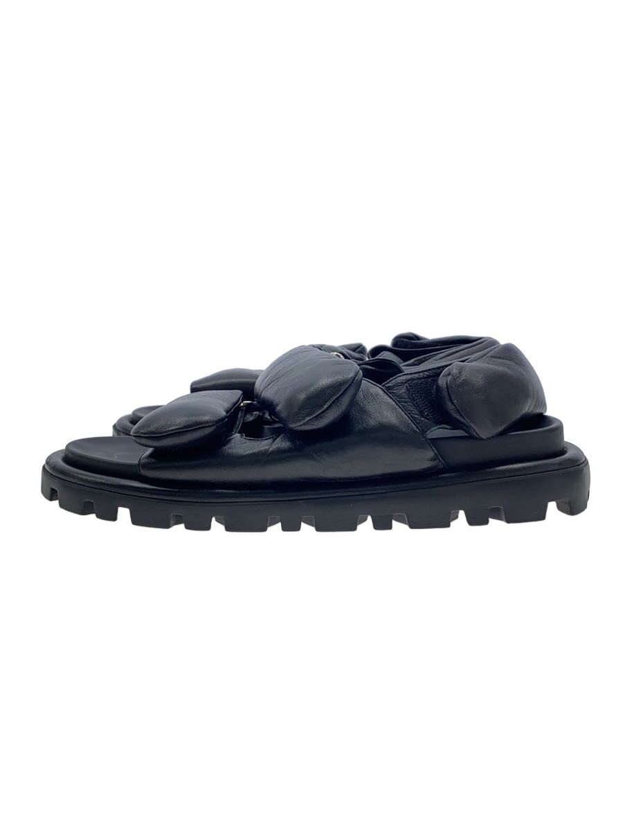 【中古】MIU MIU◆キルティングナッパレザーサンダル/35.5/BLK【シューズ】