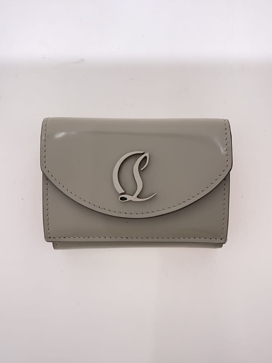 【中古】Christian Louboutin◆3つ折り紙入れ/なめし革/GRY/無地/レディース//【服飾雑貨他】