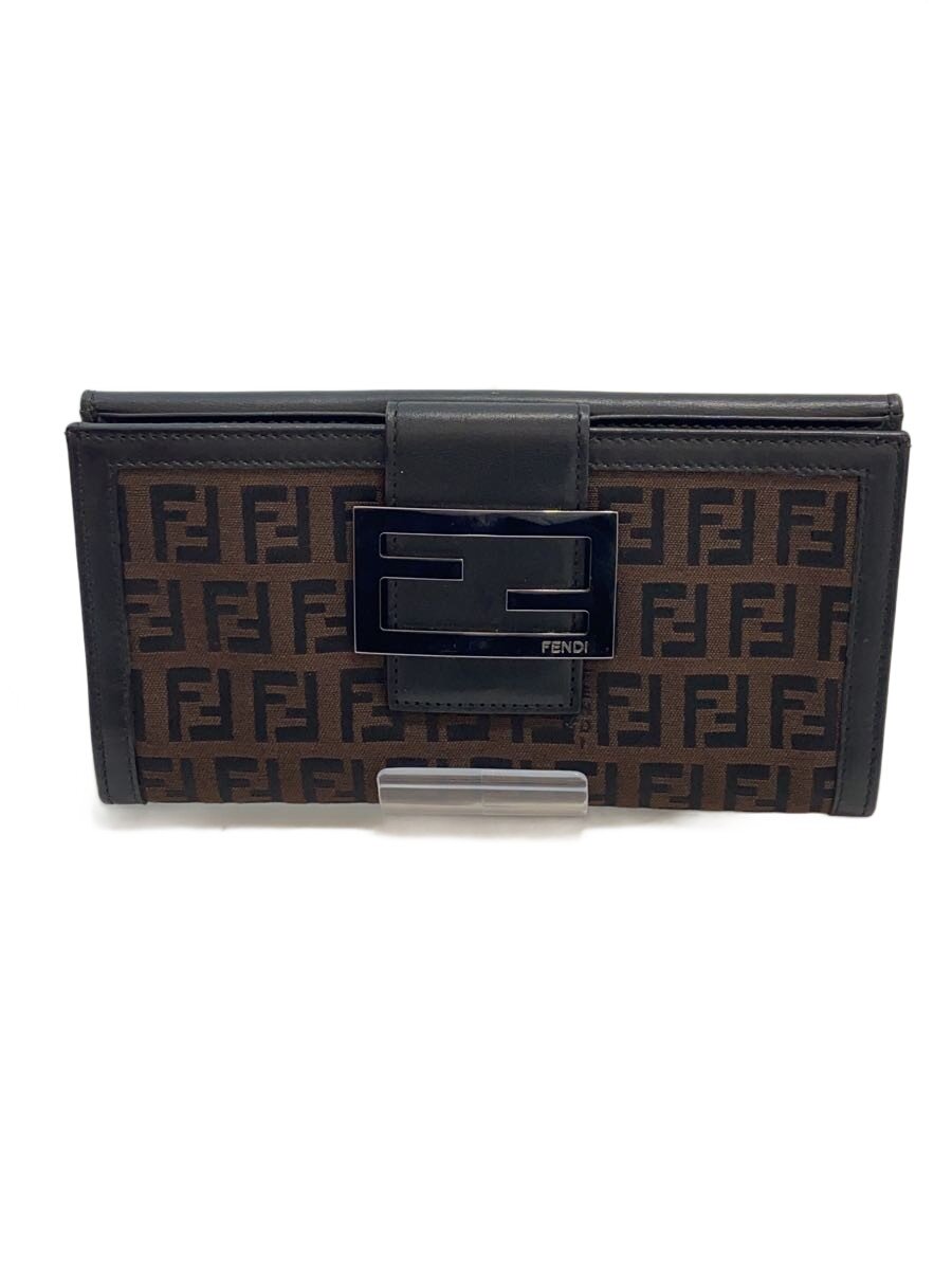 【中古】FENDI◆長札入れ/なめし革/BRW/レディース【服飾雑貨他】