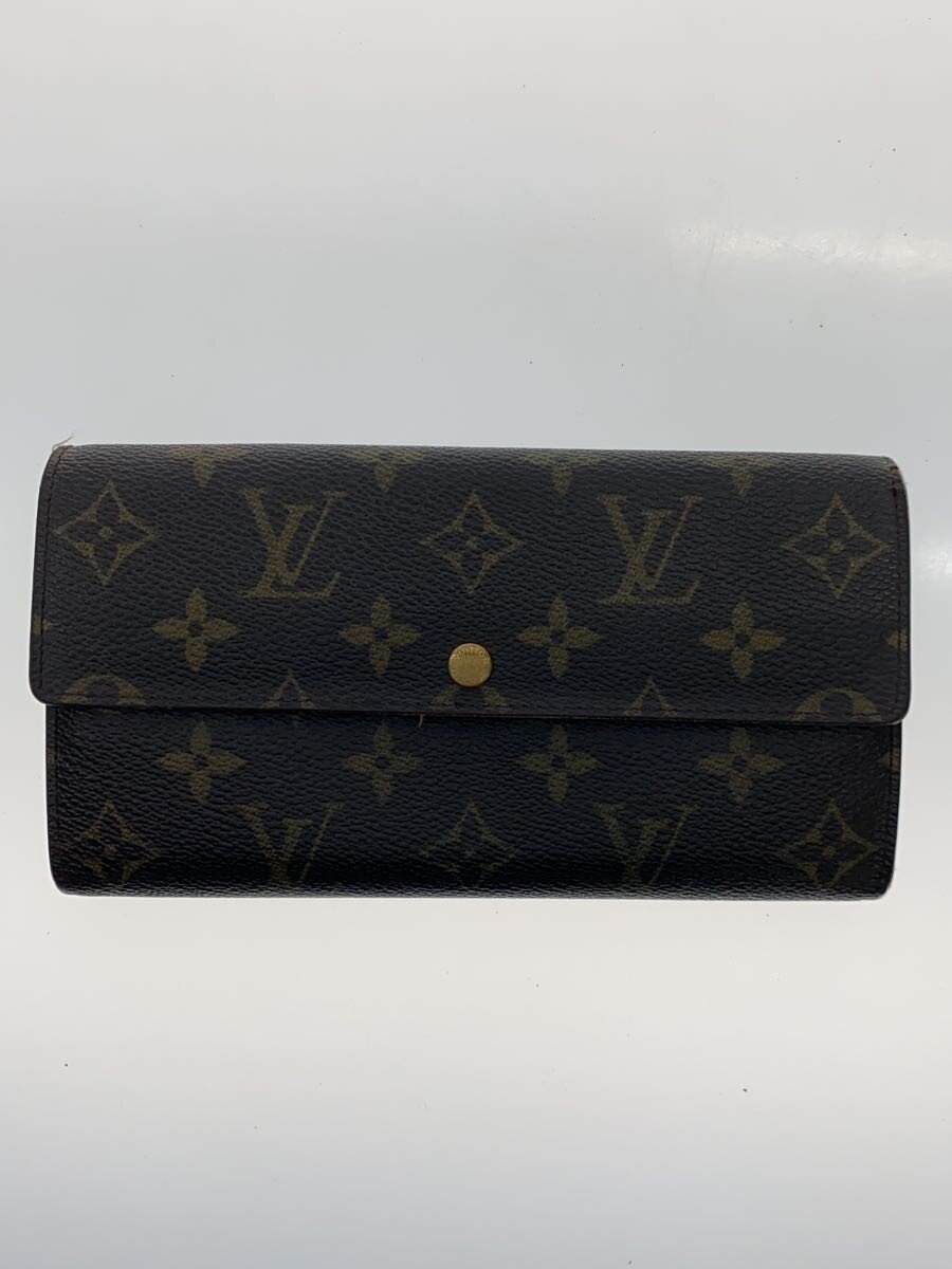 【中古】LOUIS VUITTON◆3)ポシェット・ポルト・モネ・クレディ_モノグラム・帆布/PVC/BRW/レディース【服飾雑貨他】