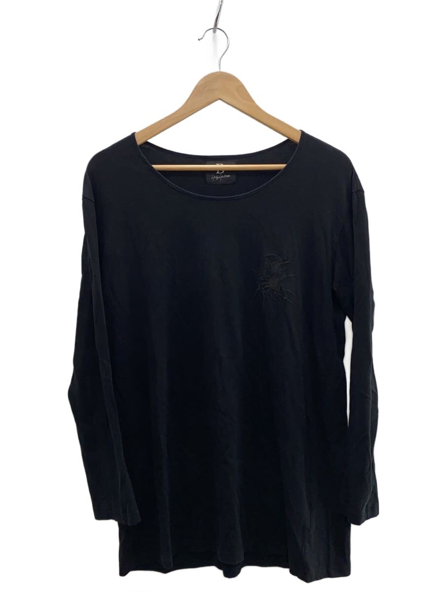 【中古】B Yohji Yamamoto◆長袖ティーシャツ/2/綿織物/BLK/nr-t63-078/cotton embroidery/刺しゅう【レディース御召しもの】