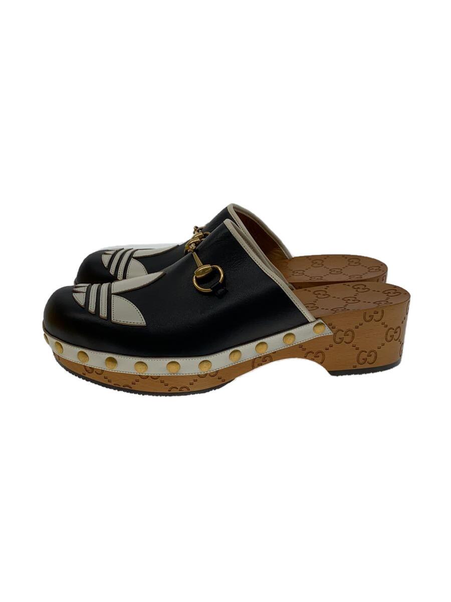 【中古】GUCCI◆×adidas/導管ビット/下駄サンダル/702252/UK7/BLK/なめし革【シューズ】