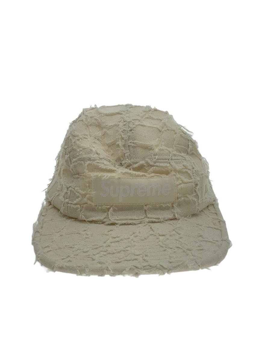 【中古】Supreme◆25ss_Frayed Croc Denim Camp Cap/FREE/綿織物/CRM/無地/メンズ//【服飾雑貨他】