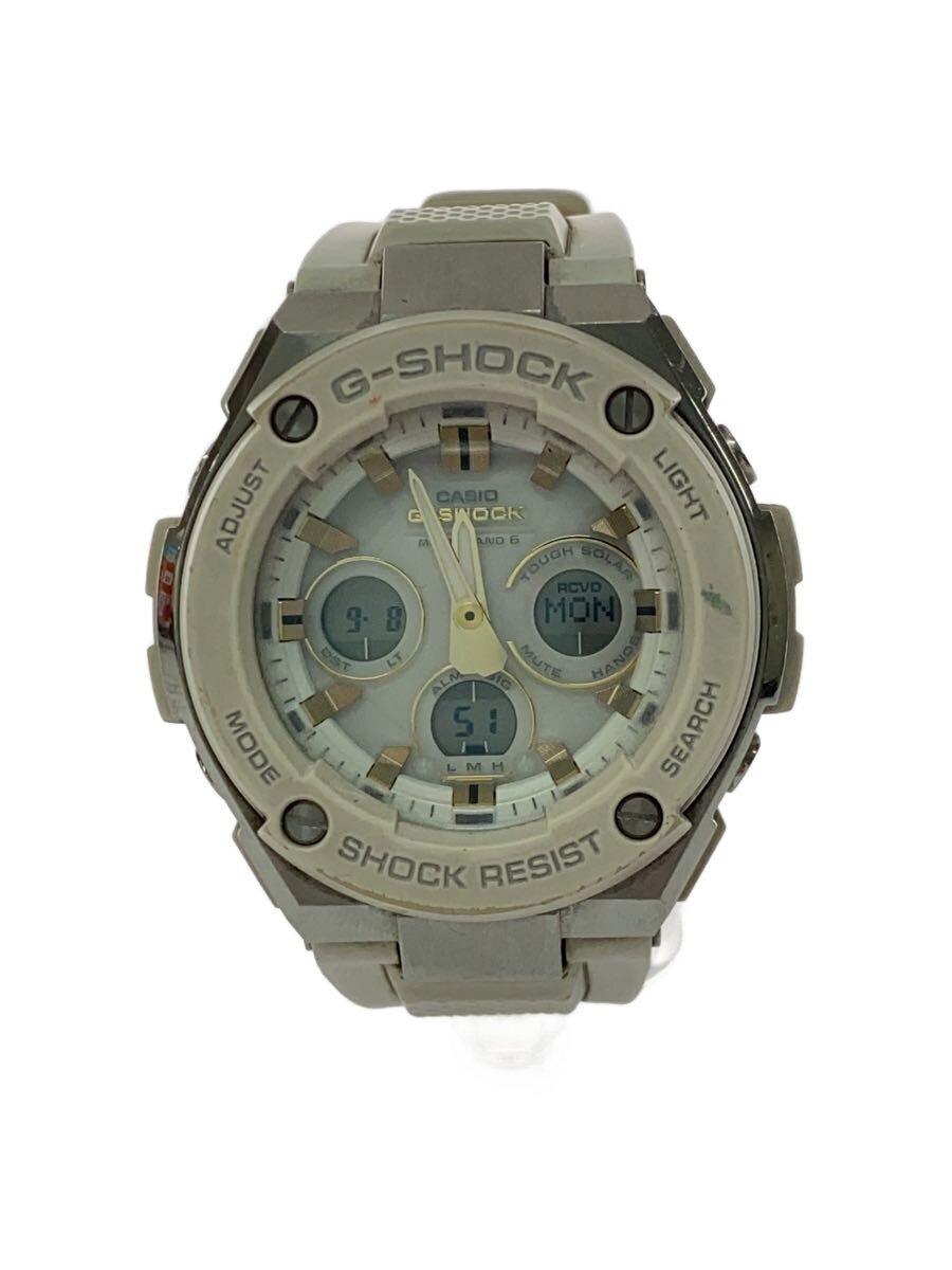 【中古】CASIO◆ウオッチ/アナログ/天然ゴム/GRY/WHT/GST-W300G【服飾雑貨他】