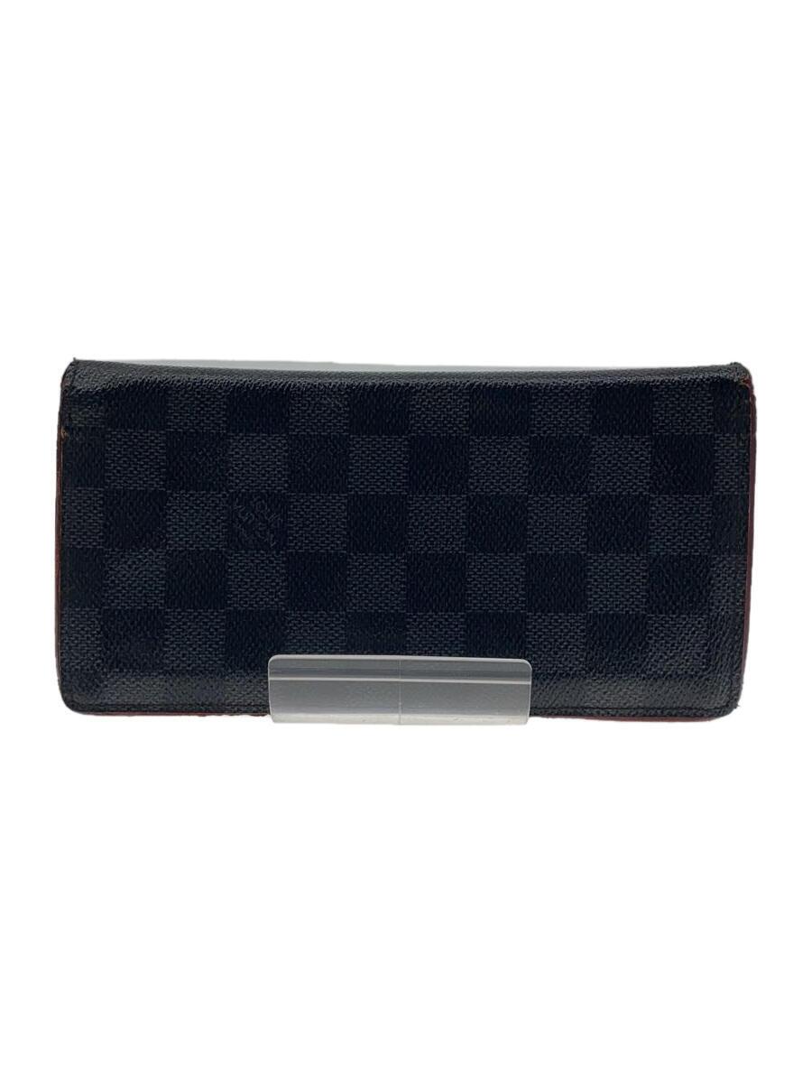 【中古】LOUIS VUITTON◆ポルト・フォイユ・ブラザ_ダミエ・グラフィット_BLK/PVC/BLK/総柄/メンズ【服飾雑貨他】