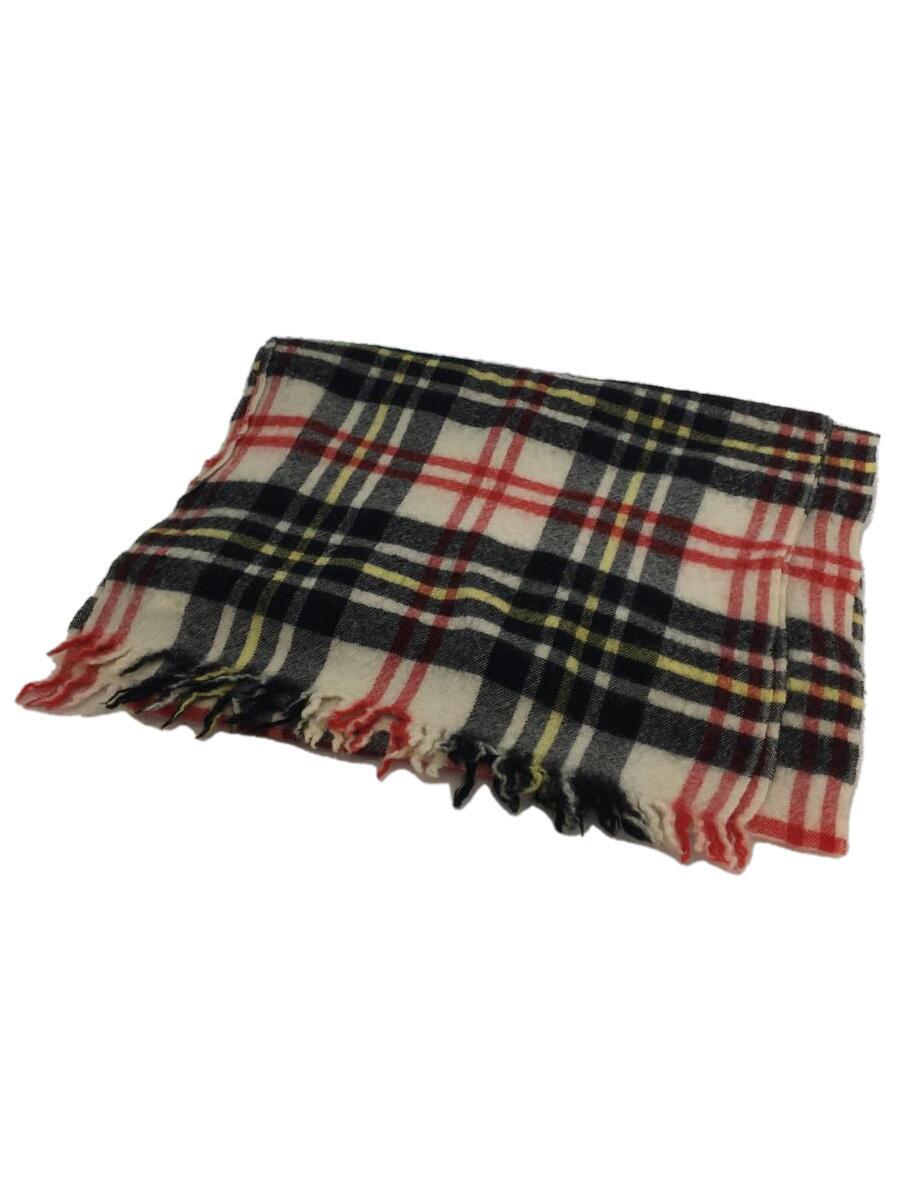 【中古】COMME des GARCONS HOMME◆えり巻き/HB-K402/フリンジ/タータンチェック/赤いこと【服飾雑貨他】