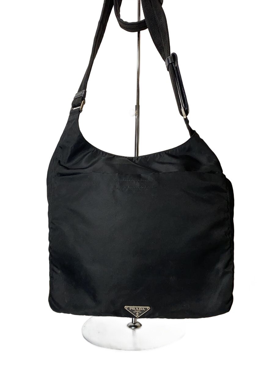 【中古】PRADA◆ショルダーバッグ/ナイロン/BLK【御徒面子】