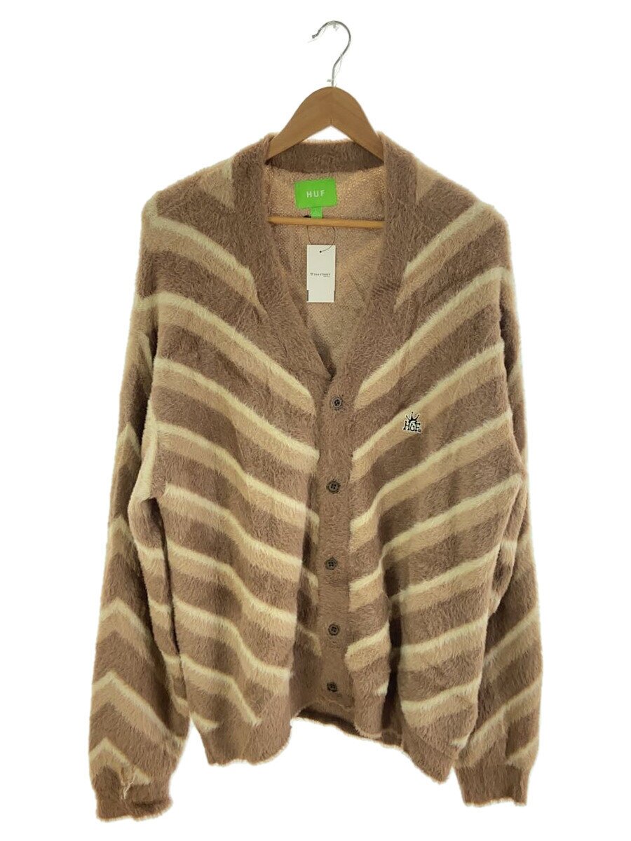 【中古】HUF◆CHEVRON KNIT CARDIGAN/L/ナイロン/BRW//【メンズウェア】