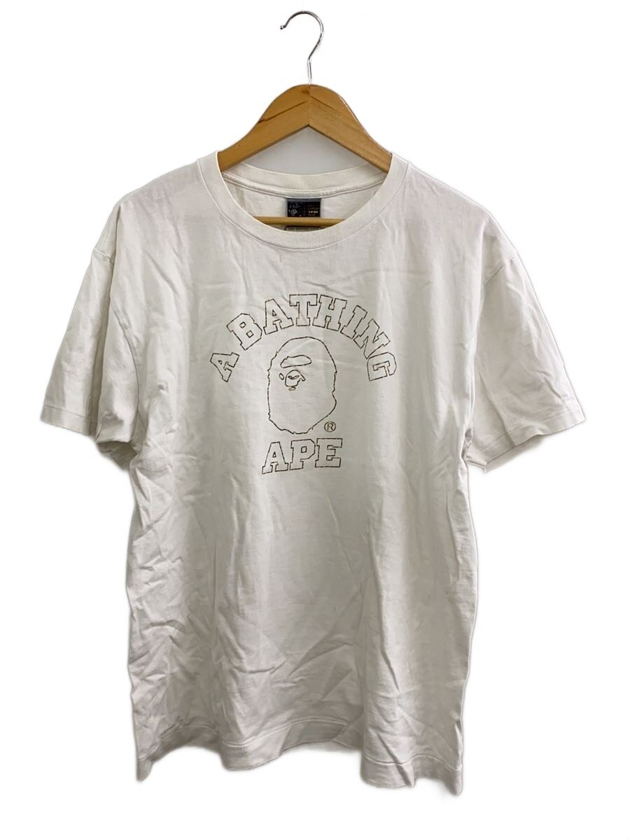 【中古】A BATHING APE◆プルオーバー/L/綿織物/WHT/刷り上げる【メンズウェア】