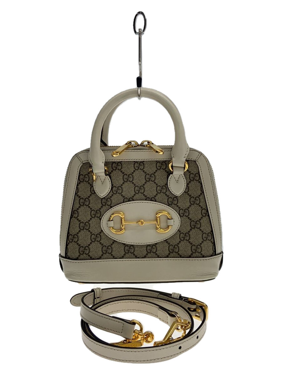 【中古】GUCCI◆ミニ・トップハンドルバッグ_グッチホースビット1955/なめし革/BEG/640716【御徒面子】