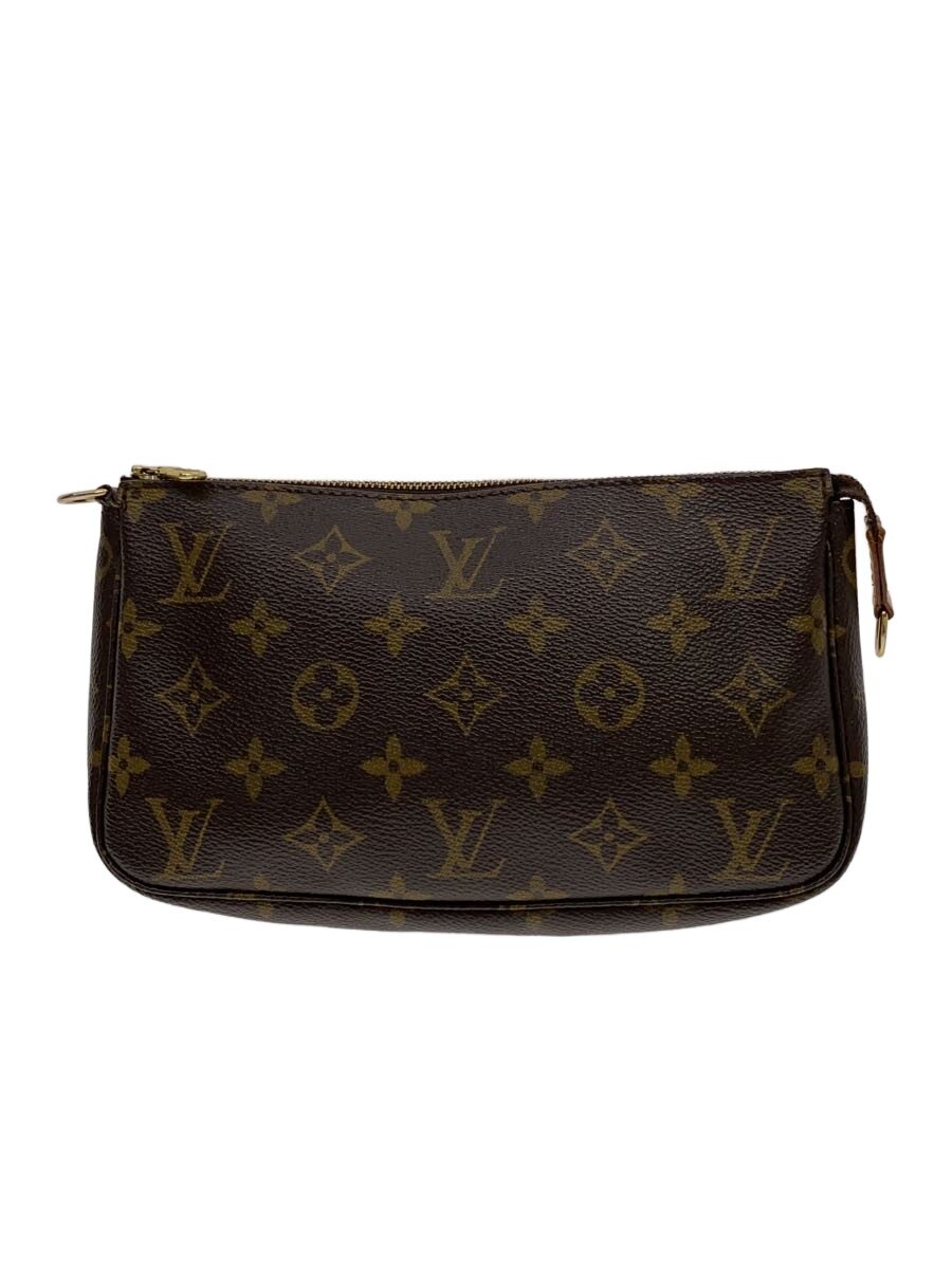 【中古】LOUIS VUITTON◆1)ポシェット・アクセソワール_モノグラム・帆布/PVC/BRW【御徒面子】