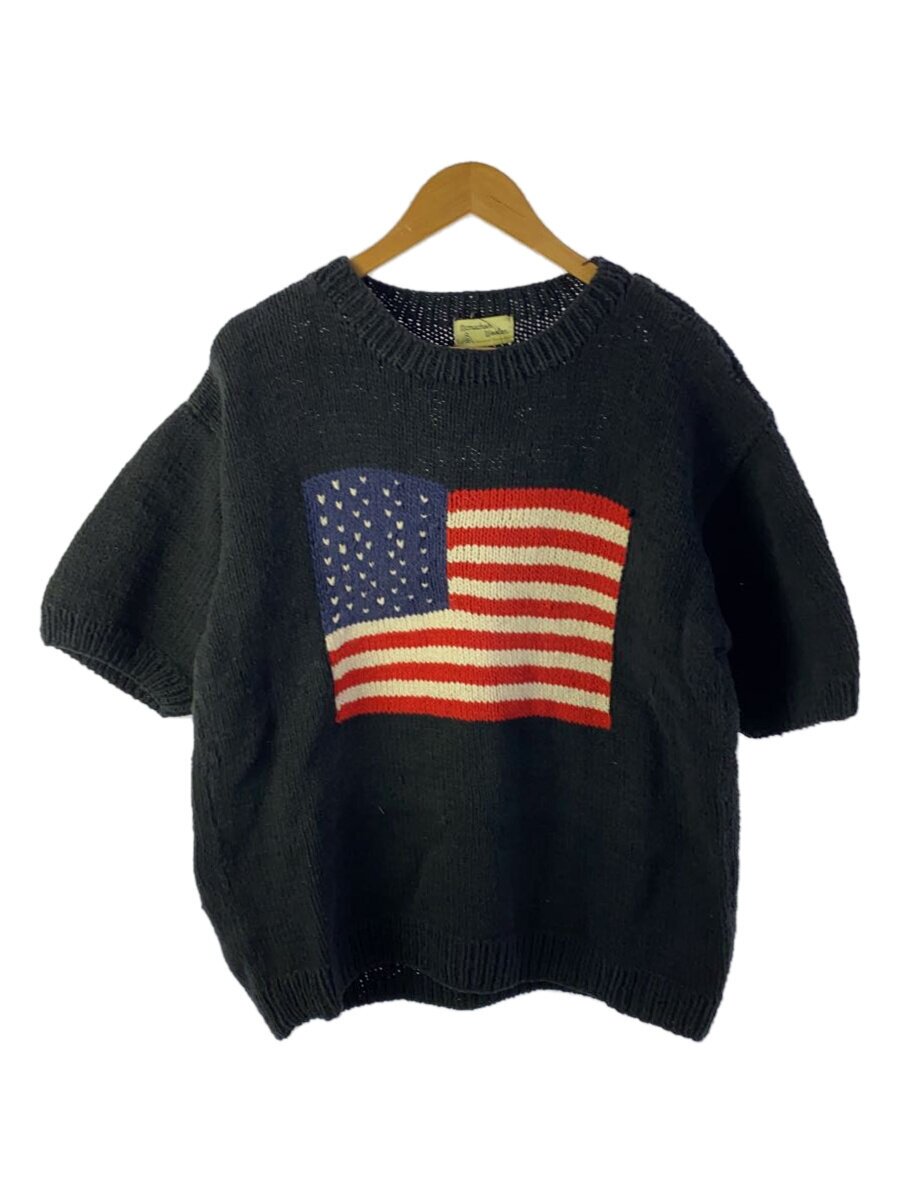 【中古】MCMACHAN WOOLEN◆ニット/セーター(厚手)/アメリカ国旗/星条旗/半袖/コットン/BLK【メンズウェア】|2nd STREET 店