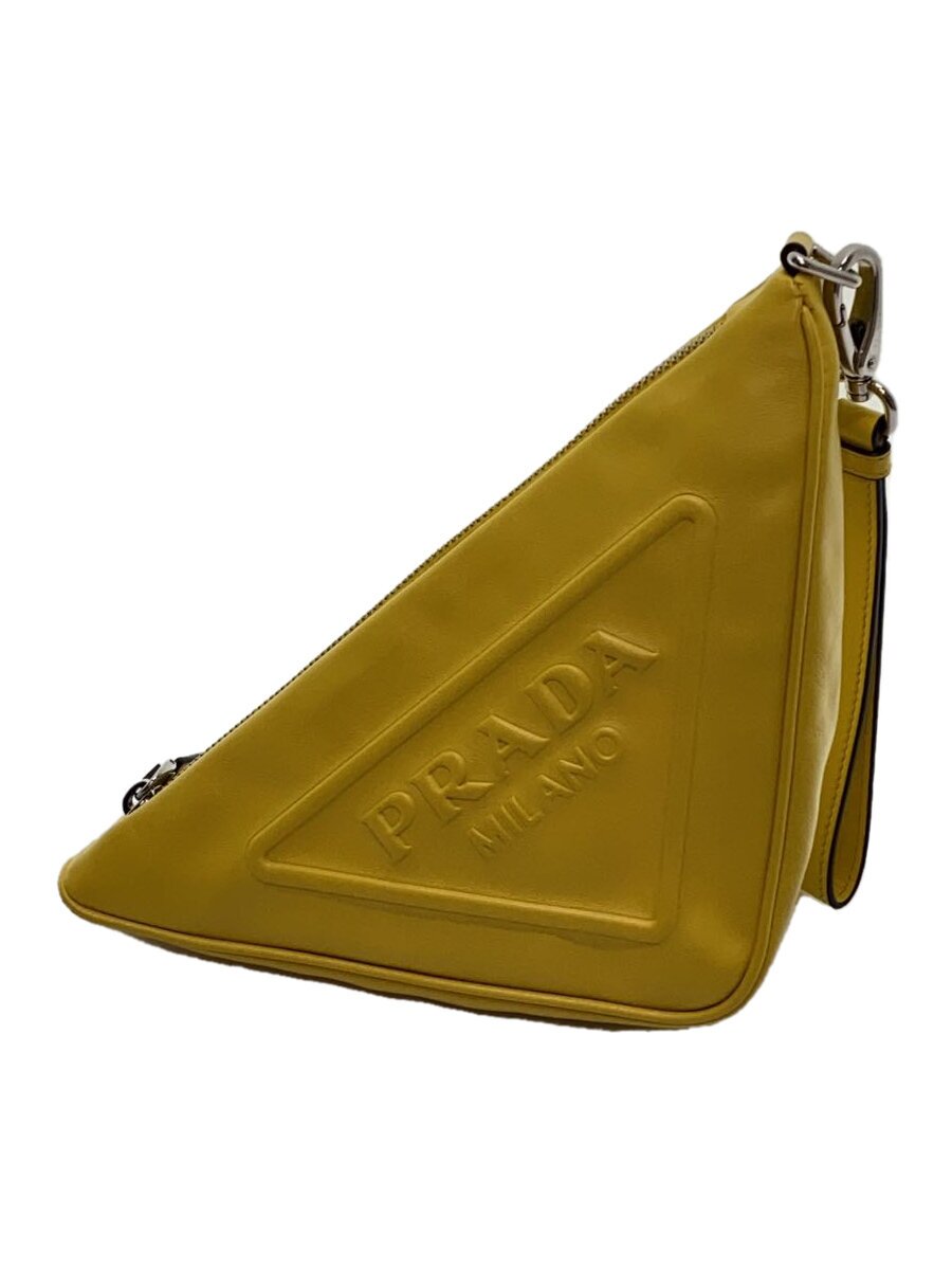【中古】PRADA◆合財袋/なめし革/YLW/2NE054/三角形合財袋/クラッチペダルうしろ側【御徒面子】