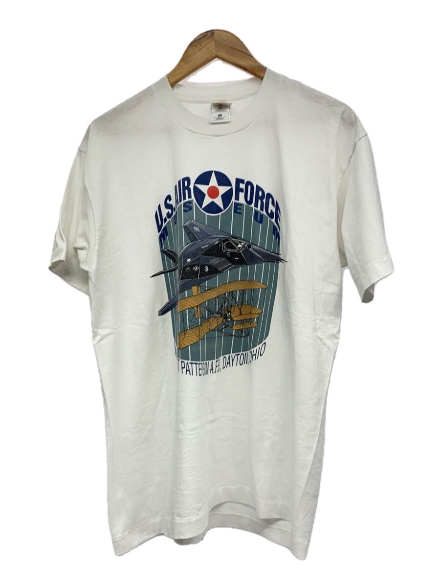 【中古】FRUIT OF THE LOOM◆90s/USA製/2枚引き舟/U.S.AIR FORCE MUSEUM/L/綿織物/WHT【メンズウェア】