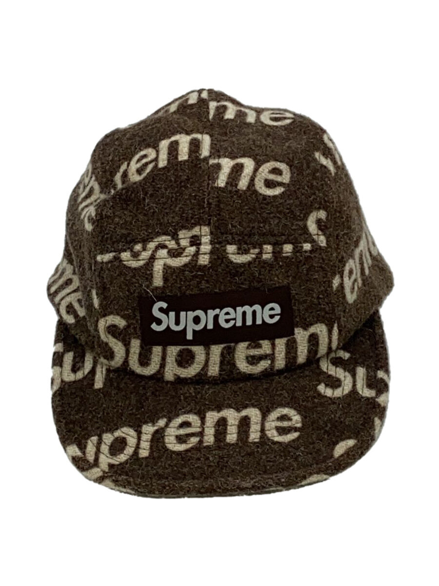 【中古】Supreme◆旗がしら/--/ツィード/BRW/総柄/メンズ/Harris Tweed Camp Cap/18AW【服飾雑貨他】