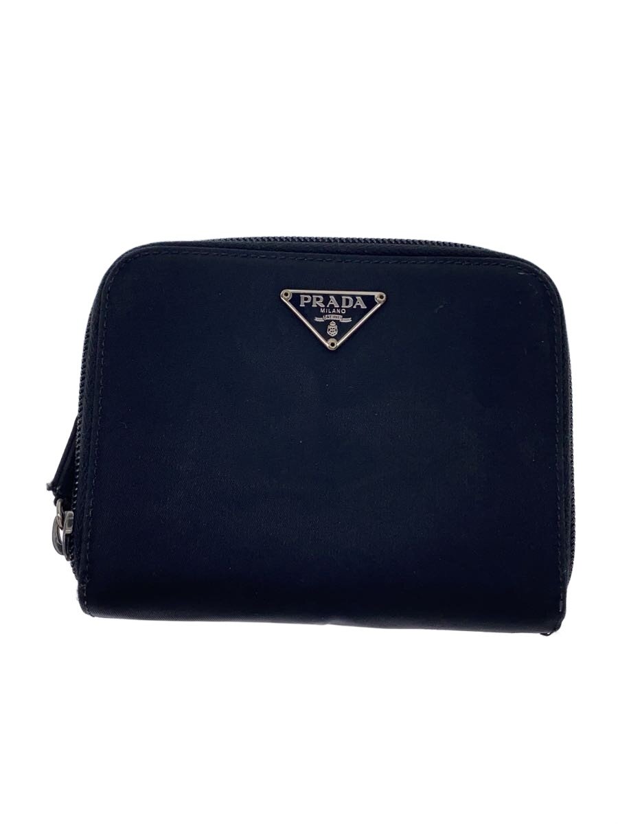 【中古】PRADA◆2つ折り金入れ/ナイロン/BLK/レディース//【服飾雑貨他】
