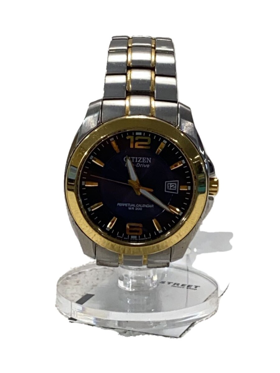 【中古】CITIZEN◆石英ウオッチ/アナログ/ステンレス鋼/NVY/SLV/E764-S066352【服飾雑貨他】