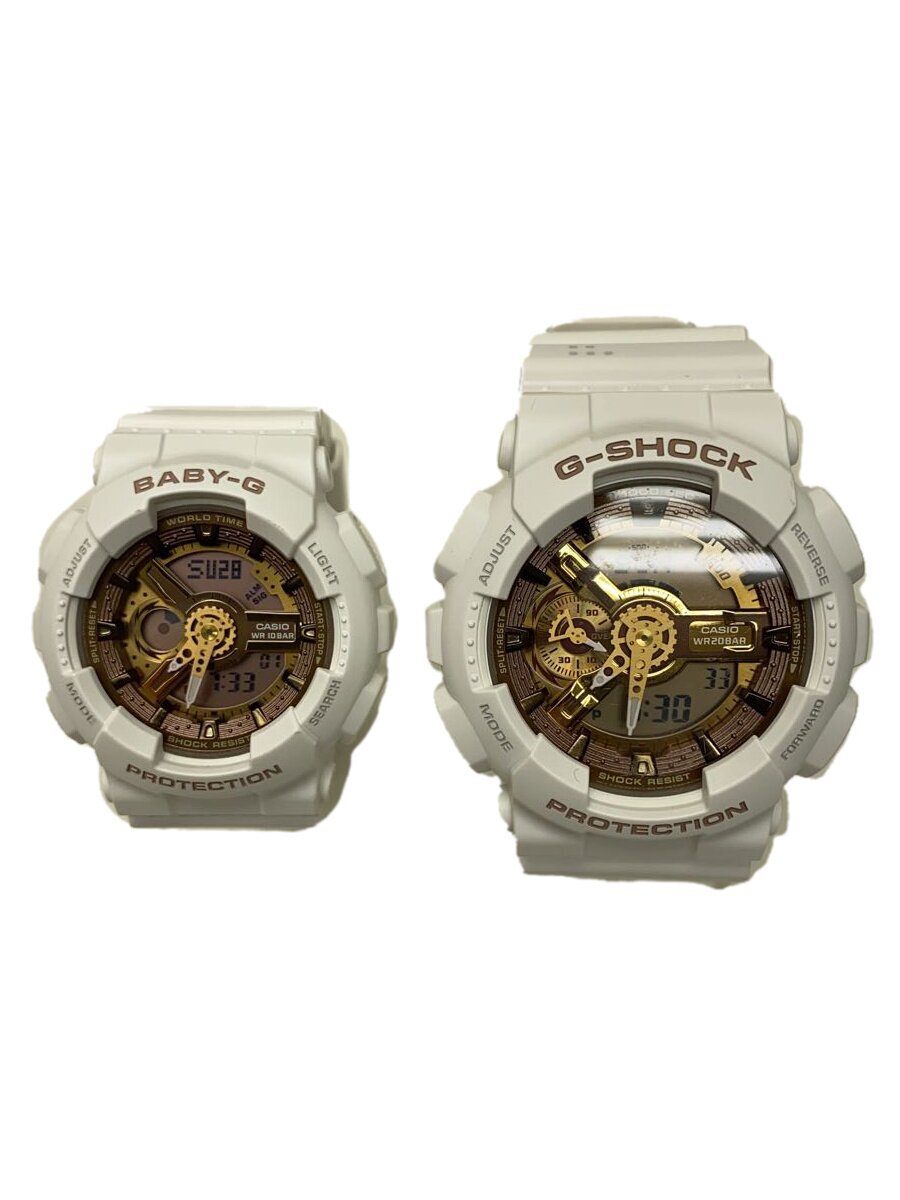 【中古】CASIO◆カシオ/石英ウオッチ/アナログ/GLD/WHT/GA-110LK-7A/BA-110XLK-7A【服飾雑貨他】