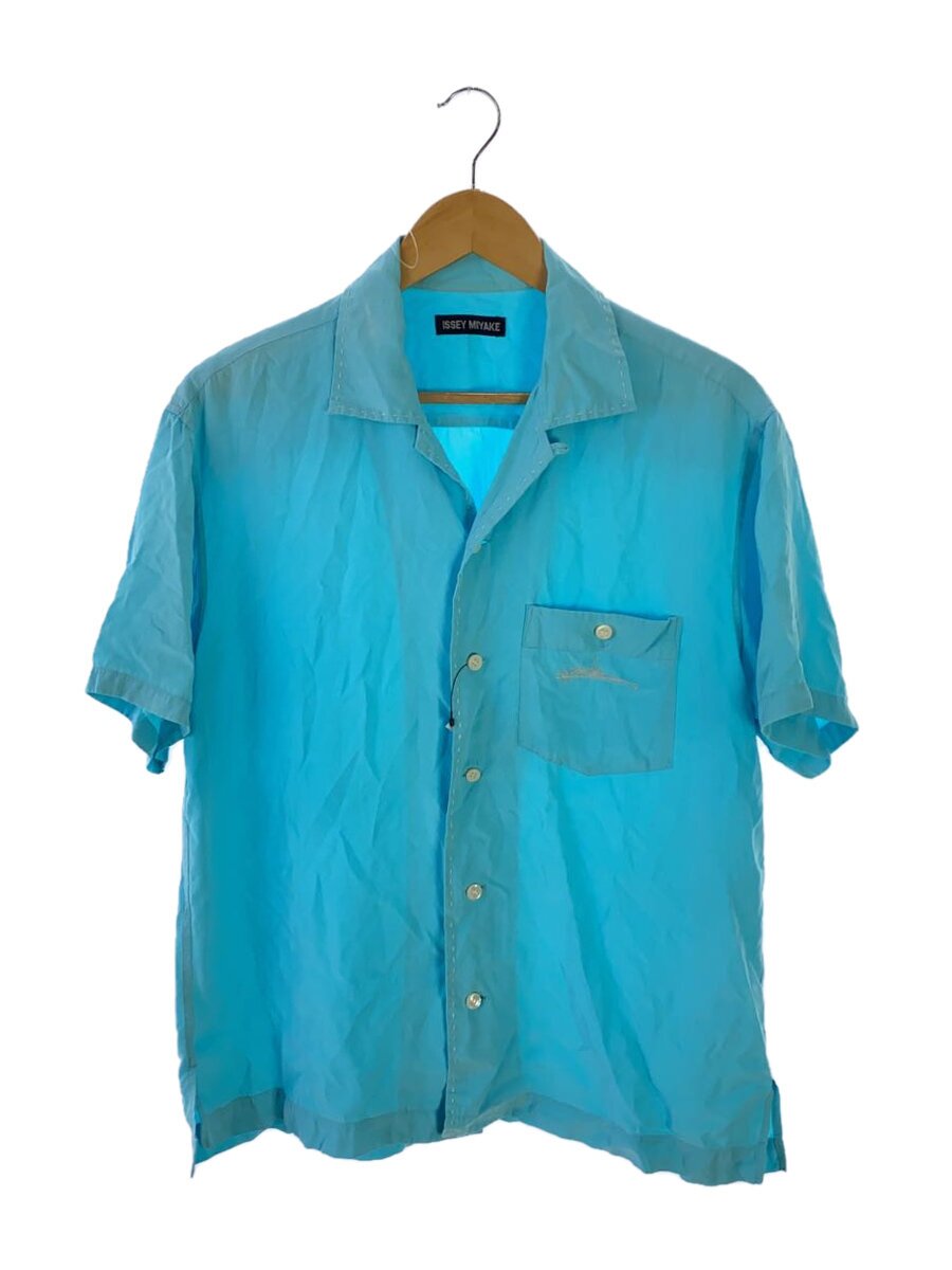 【中古】ISSEY MIYAKE◆半袖プルオーバー/--/人絹/BLU/無地/ME31FJ007//【メンズウェア】